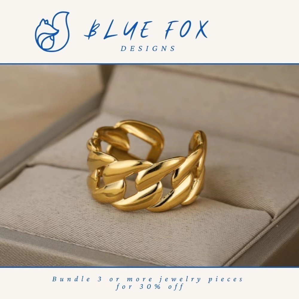 *NEW* 18K Gold Plated Stainless Steel Ring - Large Cuban Links (GOLD)